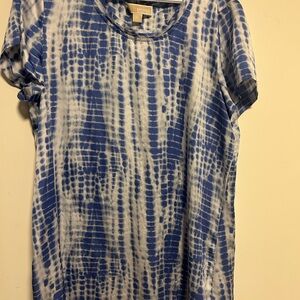 MICHAEL Michael Kors Blue and White Tie-Dye Midi Dress